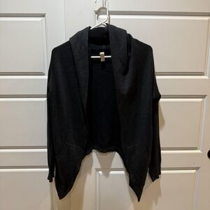 Lululemon Sweater Cardigan Womens 4 Black Hooded Open Front Cashmere Blend Knit